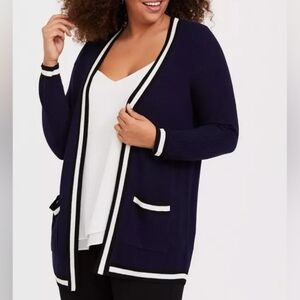 5X •Torrid • Navy Rib Open Front Cardigan Sweater